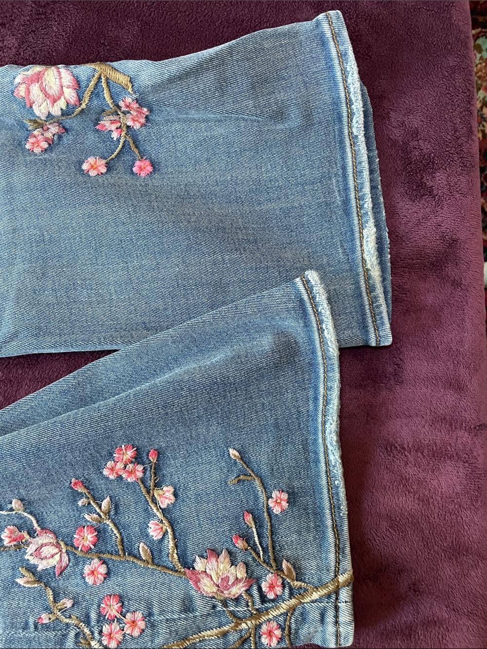 DRIFTWOOD Kelly Cherry Blossom Embroidered Jeans VGUC W29/L33 - Picture 5 of 10